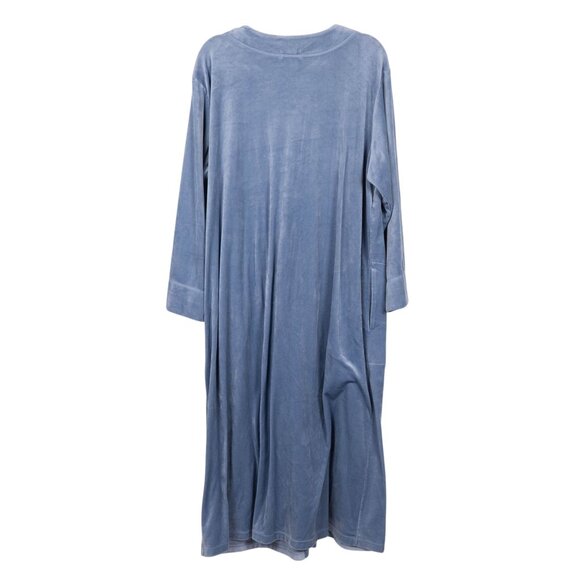 Miss Elaine Velour Robe XL Womens Light Blue Full Zip Embroidered Lounge Pockets - Picture 7 of 7
